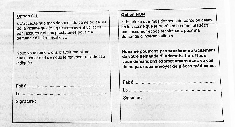 AnadaviAvocats's tweet image. Voilà un extrait du formulaire envoyé aux victimes d'accident de la circulation par la Cie Allianz .  Ou comment les assureurs dévoient non seulement la loi du 5 juillet 1985 mais également le secret médical dont les victimes sont dépouillées #OpenBar