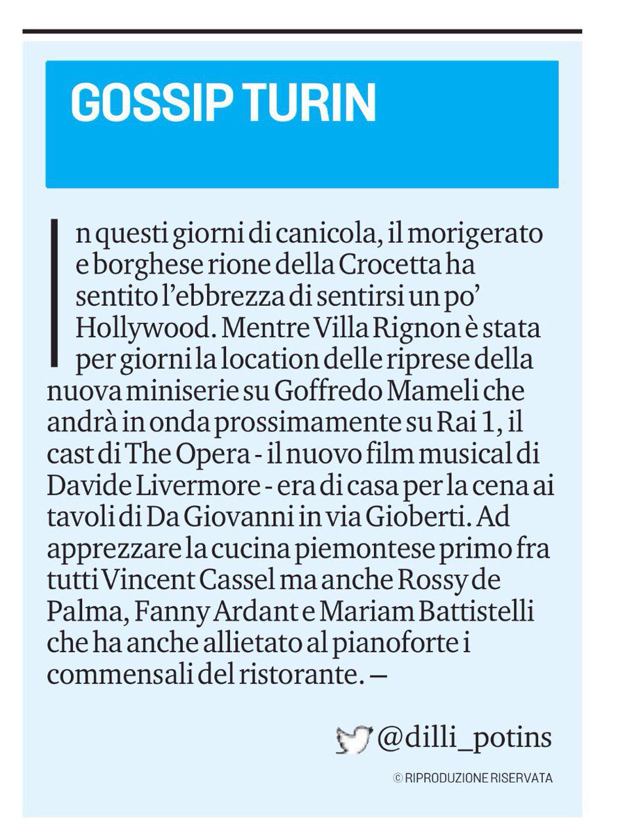 La #crocetta come #Hollywood su #gossipturin in edicola su <a href="/TorinoSette/">Torino Sette</a> <a href="/LaStampa/">La Stampa</a> 
#vincentcassel #livermore
