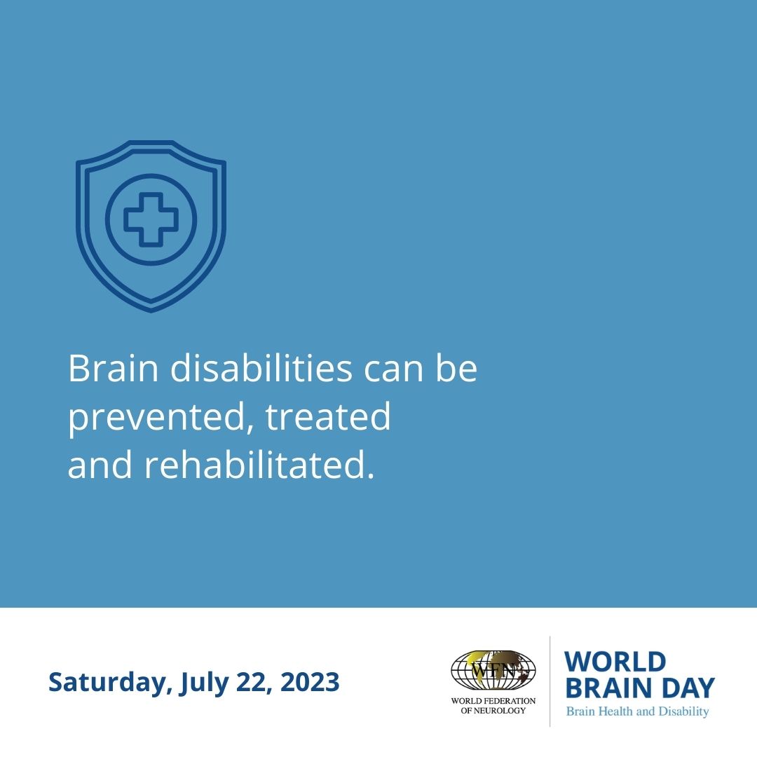 Brain health is a human right and brain disabilities can be prevented, treated and rehabilitated. Join us today on #WorldBrainDay2023 as we make sure that no one is left behind. Learn more at wfneurology.org @wfneurology