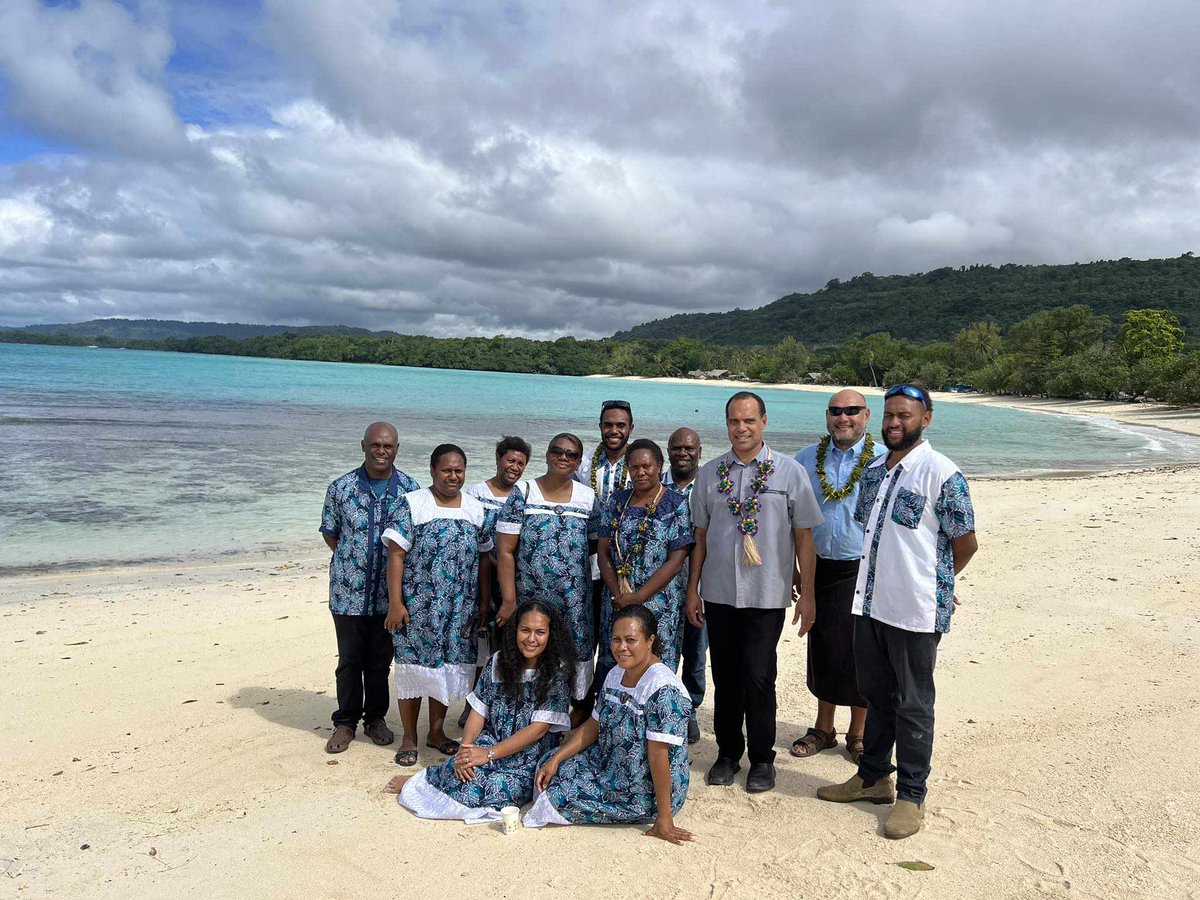 RRegenvanu's tweet photo. Ground breaking today for the extension of the electricity grid to Port Olry, north-east Santo. By 2026, the two largest islands in Vanuatu, Santo and Malekula, will have 100% electricity from renewable sources (mainly hydro). On the way to our target of 100% by 2030 https://t.co/RNVYRmxtfv