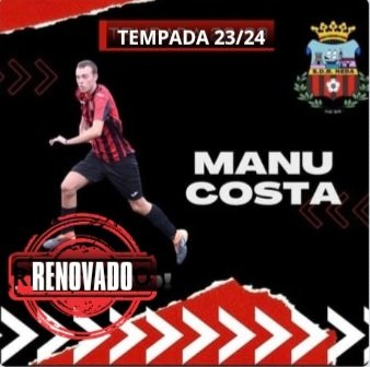 Seguimos con unha renovacion, e non menos importante que as outras, Manu costa renova o seu compromiso unha temporada mais para seguir dando todo coa camiseta do club. Gracias Manu pola tua renovacion ⚫⚫🔴🔴⚽⚽