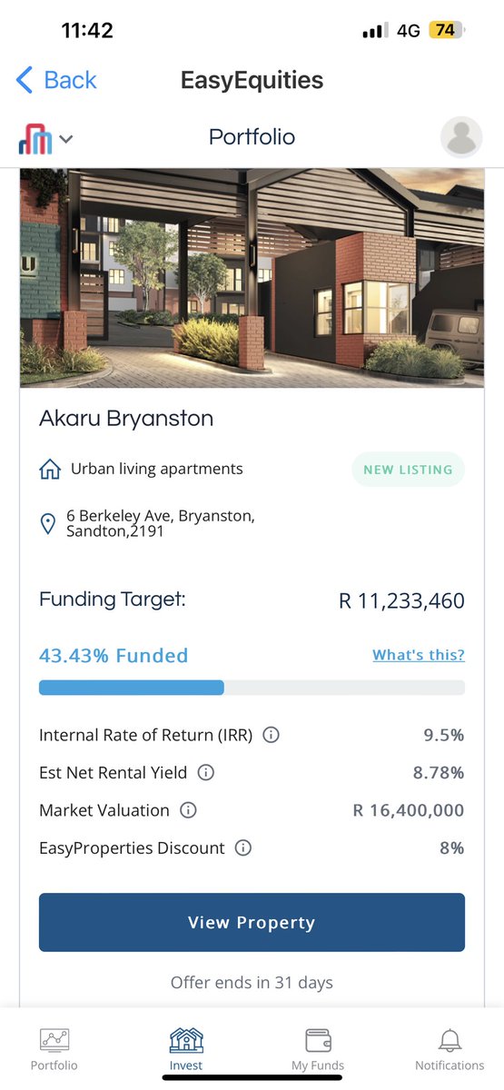 Latest EasyProperties IPO flying … let’s close it out soon community ao that I can twist arms my side - <a href="/rupert_f/">Rupert Finnemore</a> Ronald - to get next property on … it’s a Cape Town one many of us have been asking for …..😜💪💪🏽🔥💥👍🏾
