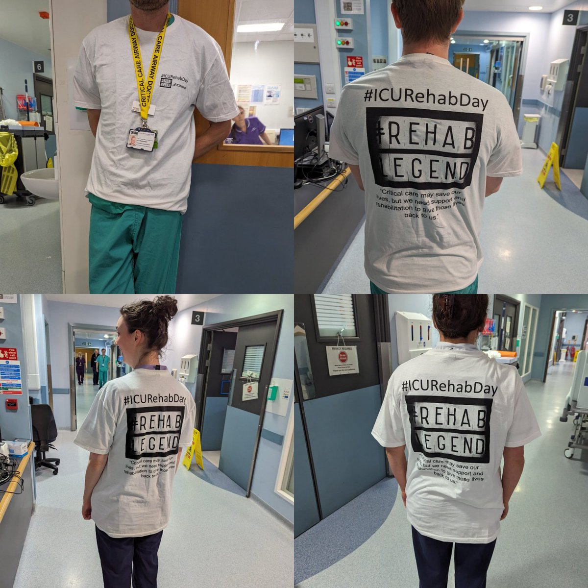 Promoting #ICURehabDay23 across the unit today asking different members of the MDT to wear our rehab t shirts and remember that #rehabiscritical and every role plays a part @STH_GCCD