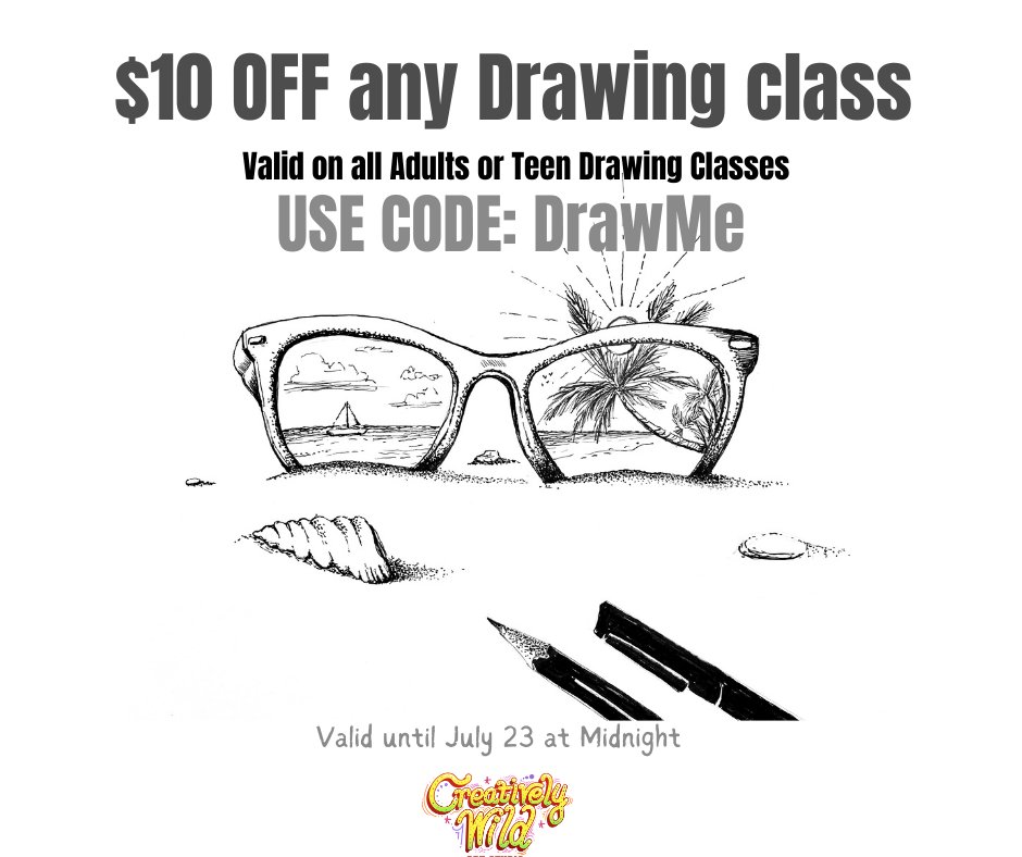 CWASDumbo's tweet image. Get $ 10 OFF any Drawing class. 
USE DISCOUNT CODE: DRAWME

Join our Drawing Gym once a week to develop your practice! Browse our website by age group.

creativelywildartstudio.com

#CreativelyWild #DrawingClassesBrooklyn #ArtStudio #DrawingClassesinBrooklyn #Brooklyn #FLASHSALE