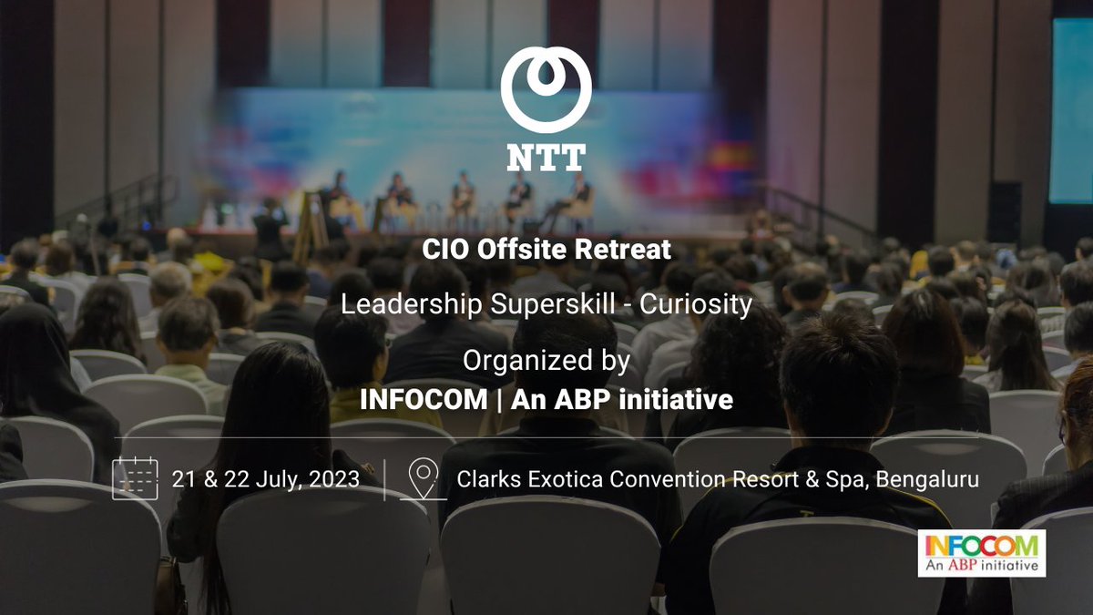 nttdata_inc's tweet photo. We’re delighted to announce the commencement of the much-anticipated #CIOOffsiteRetreat today! In collaboration with 
@infocomconnect, we've curated an exciting lineup for the event with esteemed leaders. We look forward to welcoming all CIOs to the event. 

#NTTIndia #ABPINFOCOM https://t.co/l91ddIaFwy