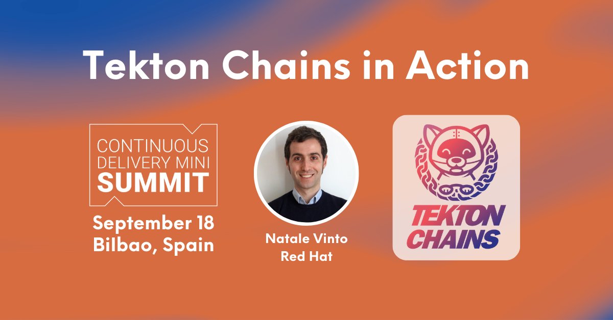 Tekton Chains in Action (<a href="/tektoncd/">tektoncd</a>)
Speaker: <a href="/natalevinto/">Natale Vinto ☮️ | @natalevinto@mastodon.uno</a>, <a href="/RedHat/">Red Hat</a>

CD Mini Summit 2023 Full Program: hubs.la/Q01YhVjh0
[co-located with #OSSummit Europe]
