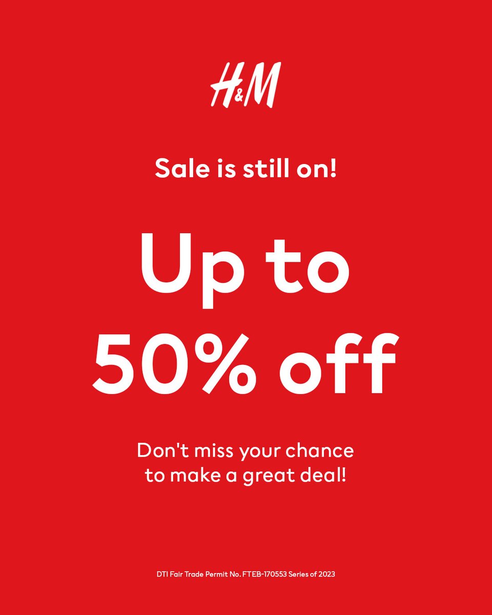 hmphilippines's tweet photo. It's a Fashion emergency! ⚠️ Only 2 days left to score up to 50% off at #HMSale 

Grab your deals before the sale ends in-store and at https://t.co/mGgvNhvBHT https://t.co/2BYt9HLXne