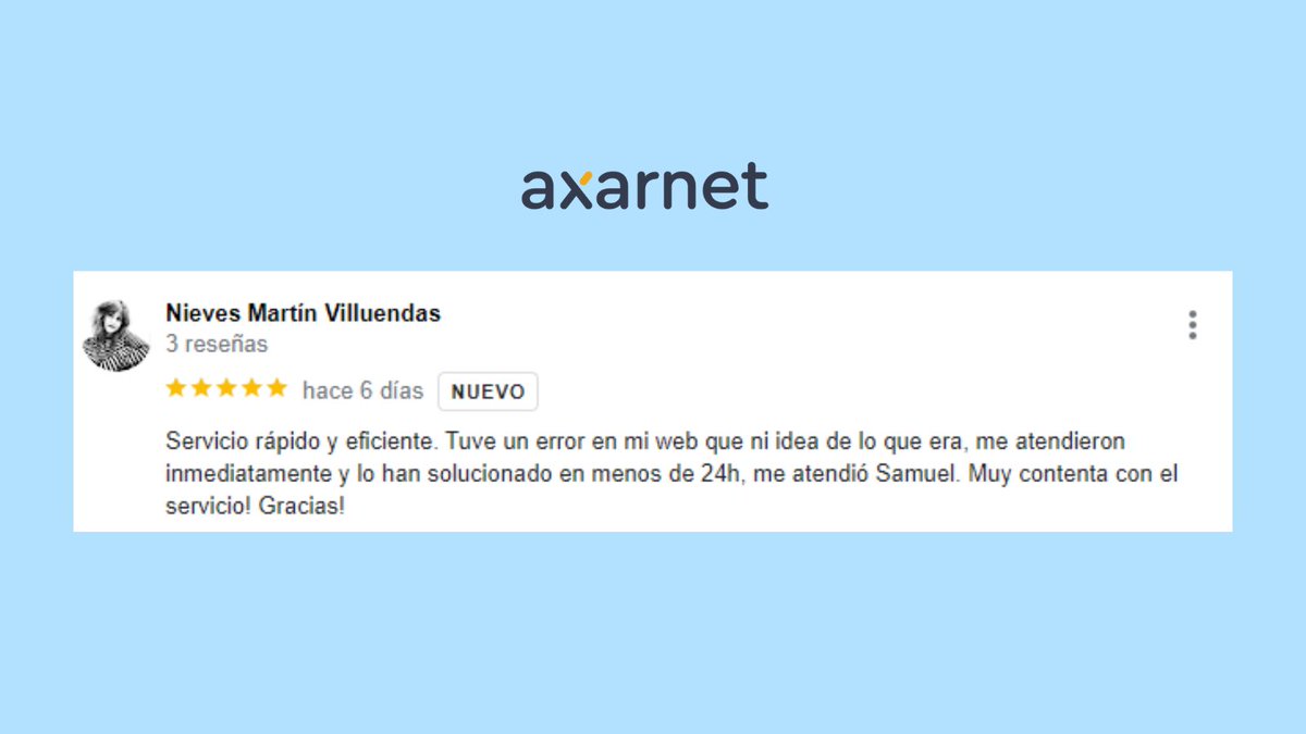 Muchas gracias a todos los clientes que confíais en Axarnet para alojar vuestras webs y gracias a todos los que valoráis nuestros servicios. Sois top ♥️
#clientes #atencionalcliente #soporte24x7 #hosting #axarnet