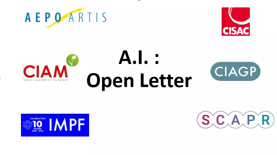 Apoyamos la carta abierta de la <a href="/CISACNews/">CISACNews</a>, en la que creadores, intérpretes y editores de todo el mundo exigen a los representantes políticos medidas y legislaciones coherentes ante la proliferación de la Inteligencia Artificial

bit.ly/3pWjmMu