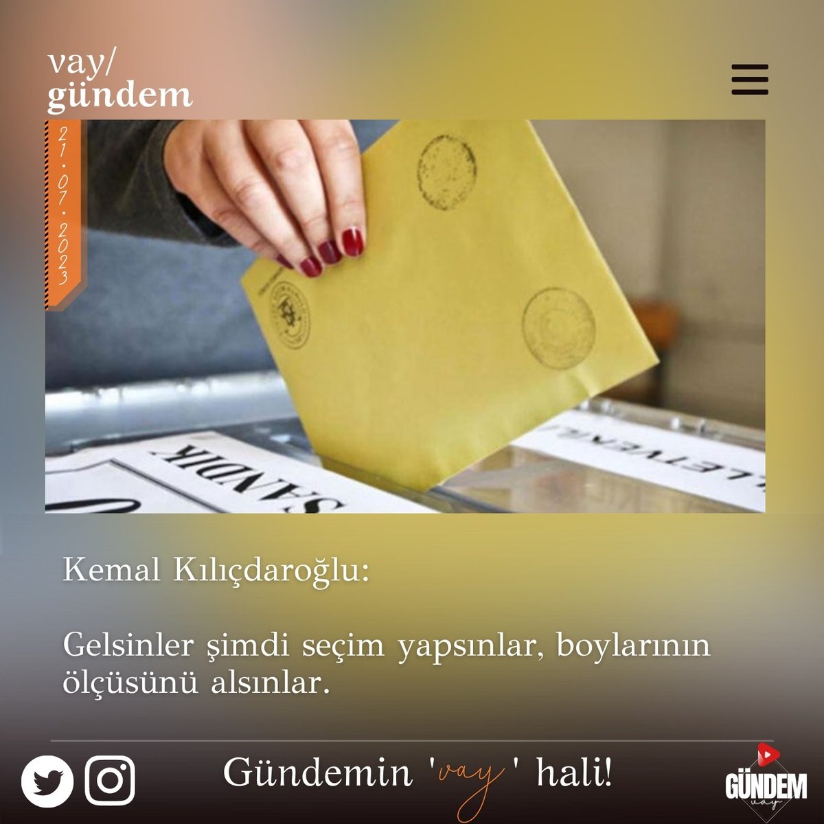 vaygundem's tweet photo. 📢Kemal Kılıçdaroğlu:

Gelsinler şimdi seçim yapsınlar, boylarının ölçüsünü alsınlar.

#sondakika #kemalkilicdaroglu #secim2023 https://t.co/vX48TkjnHc