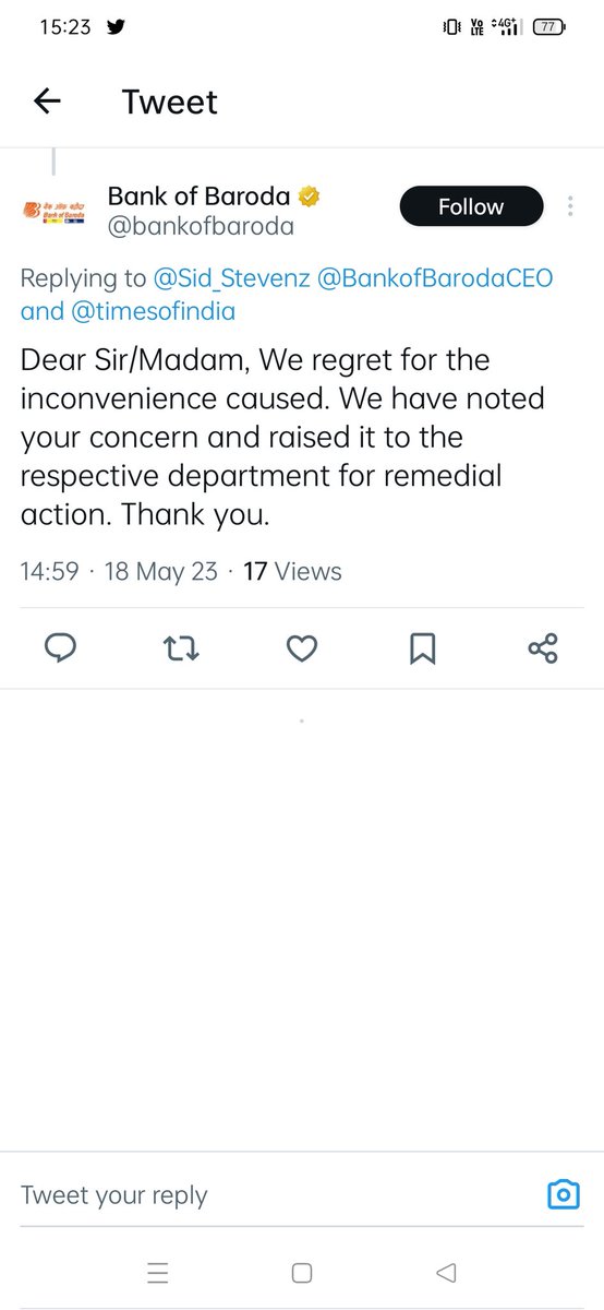 Sid_Stevenz's tweet photo. @bankofbaroda @BankofBarodaCEO @timesofindia @BankofBarodaCEO @bankofbaroda @RBI @timesofindia After months of running from pillar to post... Nil resolution by bank.. only fake promises... Shameful customer service by @BankofBaroda_5 https://t.co/YtiY3WEK1v