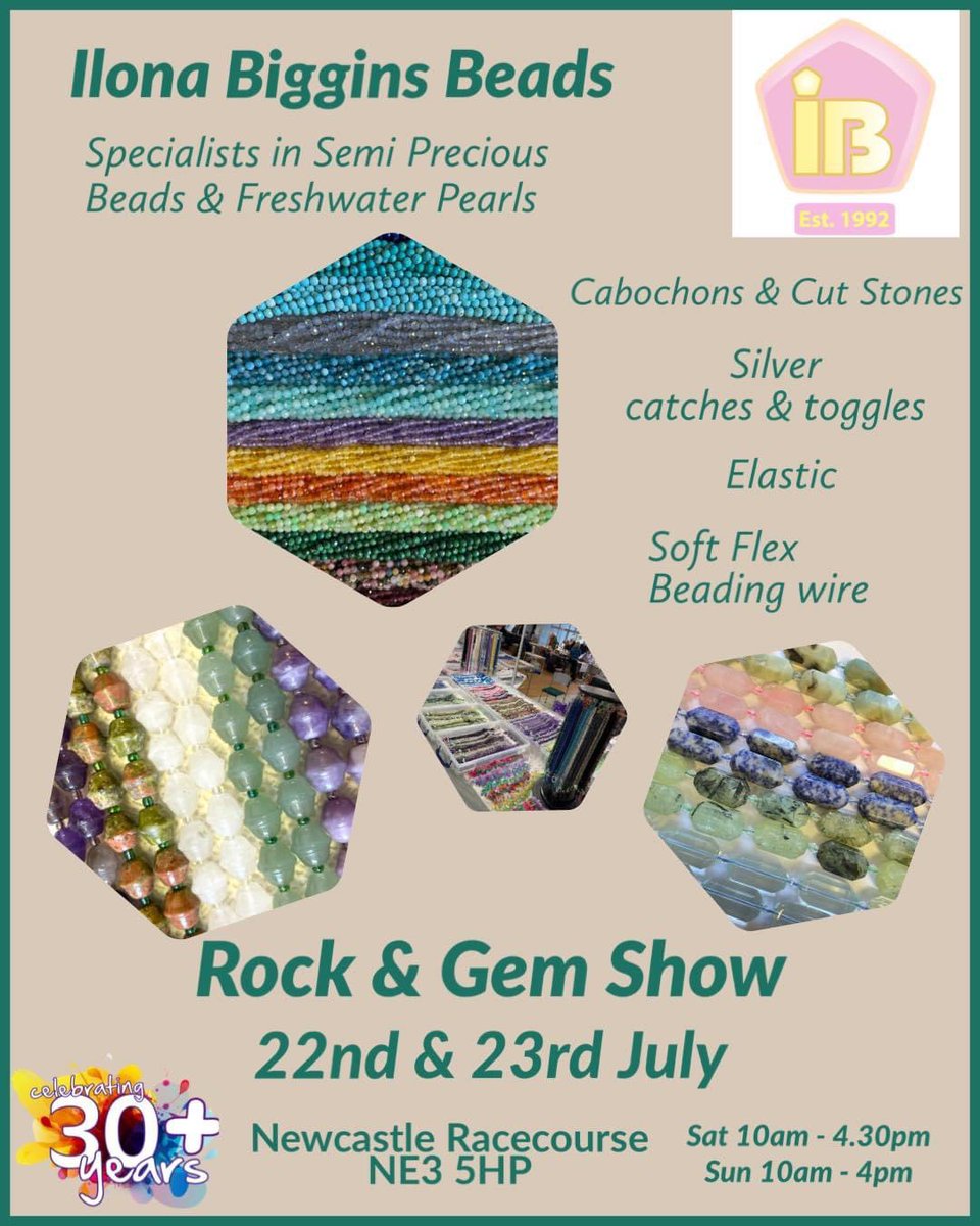 ilonabiggins's tweet photo. Come and see us this weekend @NewcastleRaces with the @RocknGemShows  #beads #jewellerymaking https://t.co/FaGyy9mDbH