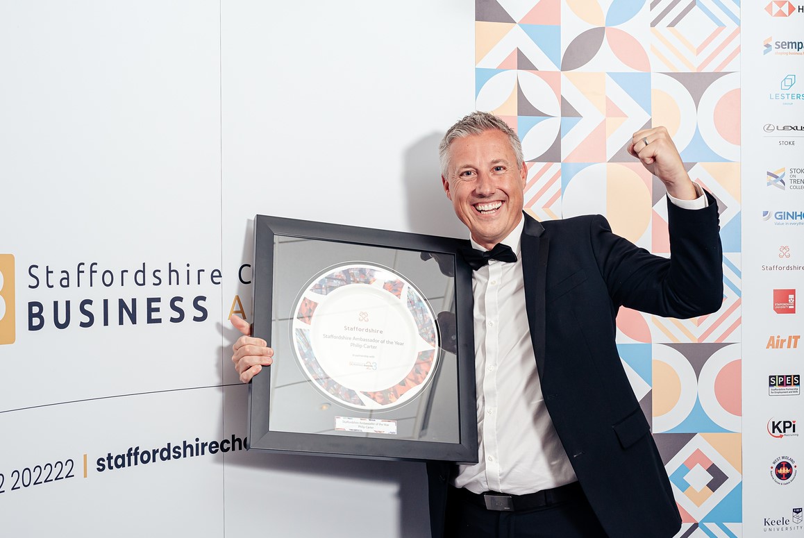 Last week we had the pleasure of attending @StaffsChambers 2023 Business Awards to present our #Staffordshire Ambassador of the Year Award to Philip Carter of Ornua Foods 🏆 The award was voted for by our county's businesses and ambassadors Find out more bit.ly/471q9W3