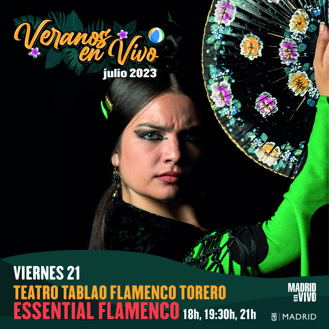 Te proponemos un VIERNES de #Flamenco 💃 con el festival #veranosenvivo2023 ☀️🎤

🗓️ Conciertos del VIERNES 21:

🎸 ESSENTIAL FLAMENCO
📍 <a href="/Flamenco_Madrid/">Teatro Tablao Flamenco Torero</a> 
⌚ 18:00h, 19:30h, 21:00h.

🎫 Entradas en madridenvivo.com
De la mano de #MadridenVivo <a href="/flamencocapital/">Flamenco Capital</a>  y <a href="/MADRID/">Ayuntamiento Madrid</a>