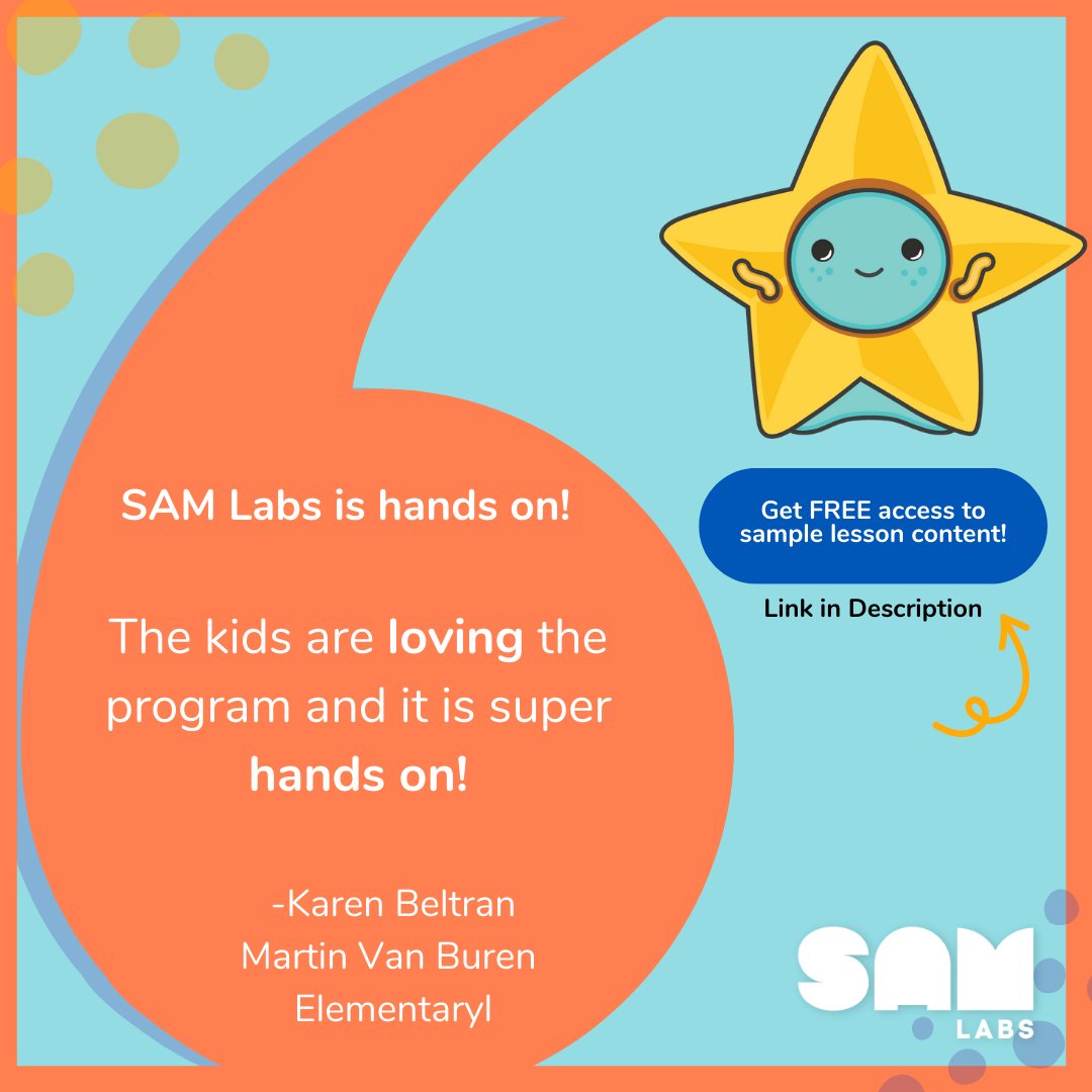 SAMLabs's tweet photo. Hands-on learning brings joy to teachers & students! Check out lesson samples here https://t.co/2D2Mqusb9M
#EduTwitter #TeacherTwitter #STEAM #STEM #Coding #CodingForKids #STEMForKids #CSForAll #EdTech #k12 #Makers #EducationMatters #bringingsciencetolife #steamlearning https://t.co/aqA0t0Dgu2