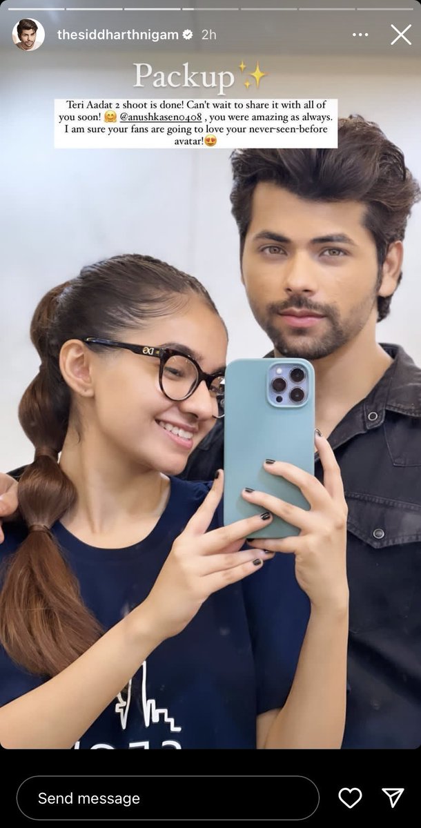 Rami1stFan's tweet photo. "Teri Aadat 2" with-
#AnushkaSen and #SiddharthNigam is coming soon 😍
After years anushka sen's song will be releasing and that too with vampire partner 

Mere jitne bhi frnds hai be it from #RashamiDesai #AbhishekMalhan #BlackPink fandoms .... u have to tune in 😂🫶
#Anushkians https://t.co/ANSbLJfNKI
