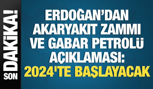 Haber7's tweet photo. 🚨 #SONDAKİKA 🚨

Erdoğan'dan akaryakıt zammı ve Gabar petrolü açıklaması!

🗣"Gabar petrolünün ekonomiye olumlu yansıması 2024’te başlar. Hazinenin kasasına girmeye başladığı andan itibaren süratle vatandaşımıza yansıyacak." https://t.co/rqf5cG4HRj https://t.co/odLVqYx98I