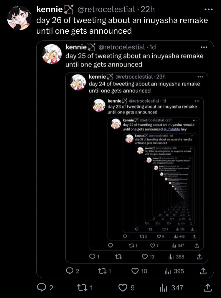 day 27 of tweeting about an inuyasha remake until one gets announced
