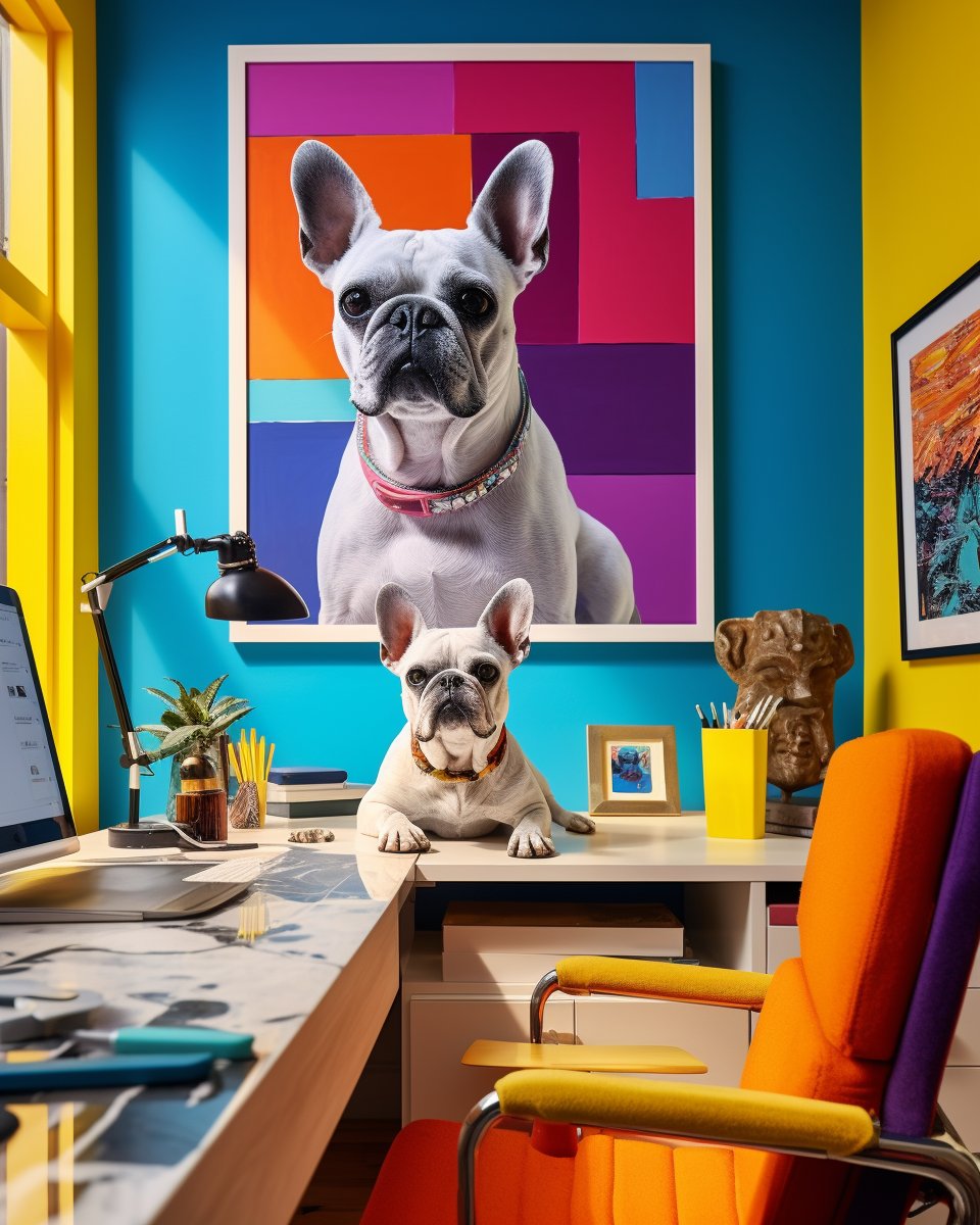 Macbaconai's tweet photo. More Colorful Experiments with home-office!
w/ #midjourney #friends & #tonyfitzpatrick
--Wait!! What is the deadline?! Prompt in ALT
#experimental #aiartcommunity #aiphotography
#office #dog #AIart #digitalart #AIArtwork #pop https://t.co/E3wbZ2SqKI