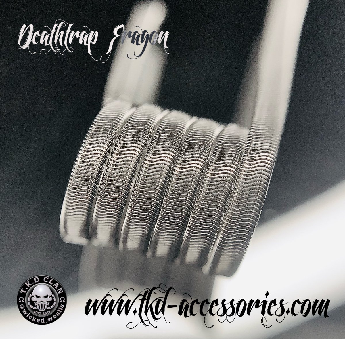 Deathtrap Coils wether it be the Aliens, Dragons or Fragons are an ideal single coil for the Deathtrap RDA 

Expertly handcrafted by Danny Tkdcoils from The Kilted Devils Coils, you can always visit the website and use code WKD Whole your there too 😉
