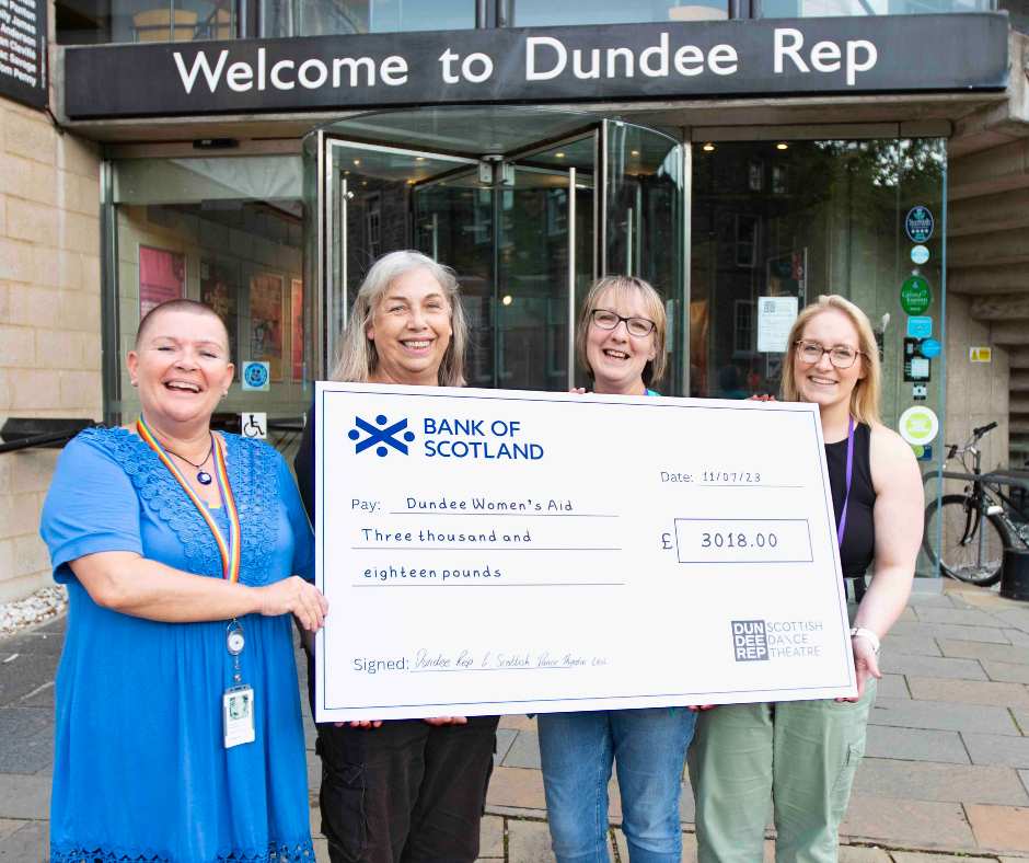 Thank you for helping us raise OVER £3000 for @DundeeWomensAid during The Vagina Monologues! 🎤 We were delighted to welcome Lisa and Yvonne from Dundee Women's Aid to hear how the money will help continue supporting those experiencing domestic abuse. dundeewomensaid.co.uk