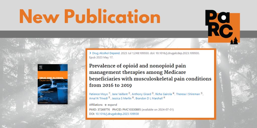 New article by @JessicaMerlinMD and colleagues in @DrugAlcoholDep examined trends in nonopioid medication & #opioid therapies among #Medicare beneficiaries w/ musculoskeletal pain. #paintreatment #opioidprescribing 

Read the results here: buff.ly/3OhkW4S