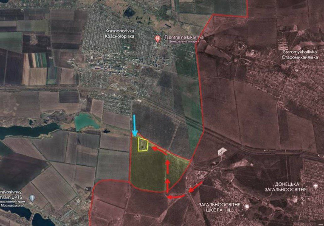 GalileoArms's tweet image. La ruta seguida por entre otros la Brigada Oplot 🇷🇺, salieron de los suburbios de Donetsk ciudad, los 🇺🇦 ya lo sabían, fue un auténtico desastre.