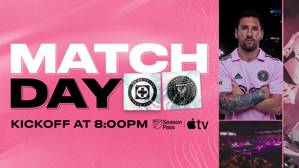 InterMiamiCF's tweet photo. ES HOY⚽🤩
#CAZvMIA | 8:00PM ET | 📺#MLSSeasonPass on @AppleTV https://t.co/8aAoBKvXT8