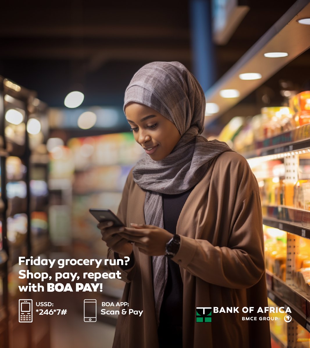 BankOfAfrica_Ug's tweet photo. Swift and simple - that's how we do Fridays! With BOA PAY, breeze through your weekend prep like never before. π±π¨ #BOAPAY #bankonBOA https://t.co/GhE3i388tO
