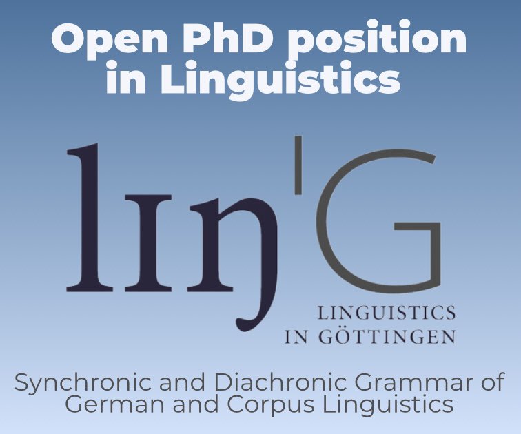 The Seminar for German Philology is looking for a phd candidate to start as soon as possible. Application deadline is 10.08. More info at: uni-goettingen.de/de/644546.html… Please Retweet. 

#LinGoe #GermanLinguistics #syntax #grammar #phdposition