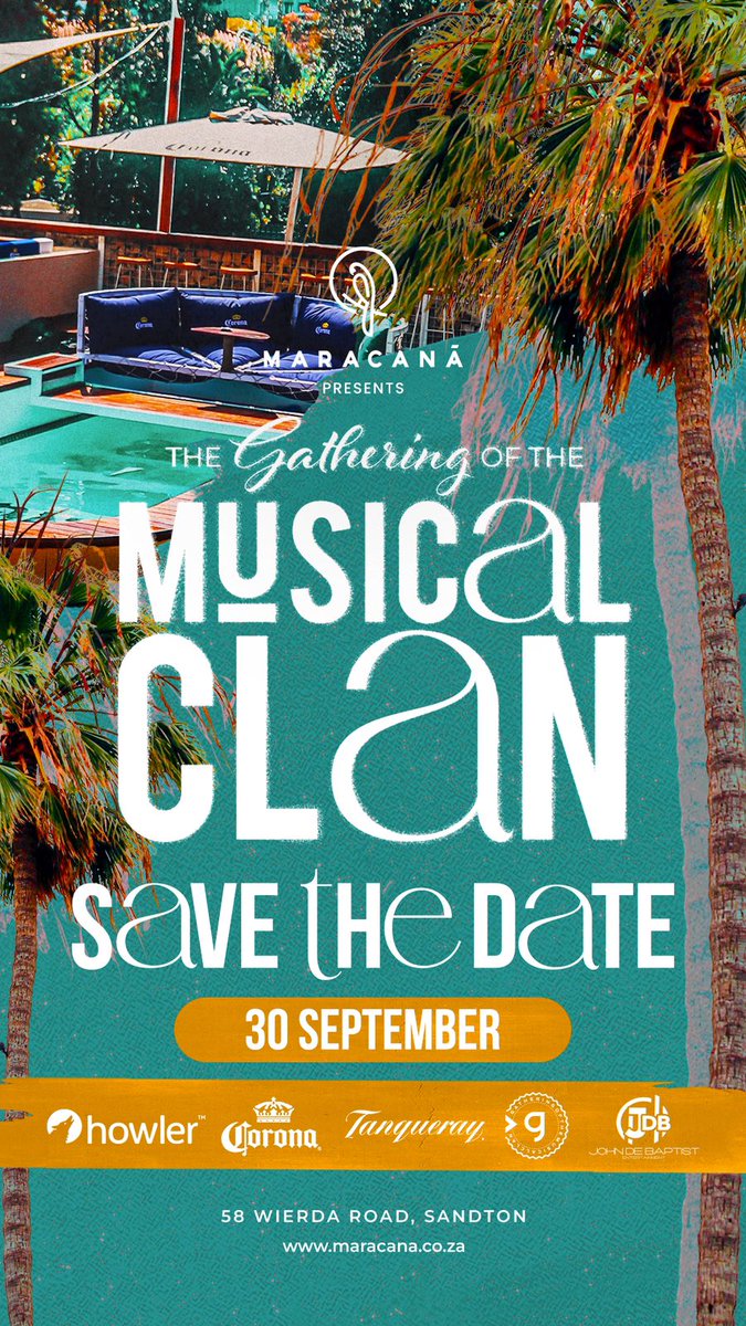 Ta X (@tax_ndika) on Twitter photo Gathering Of The Musical Clan 🌻Spring Edition!!
SAVE THE DATE!!!
🗓: 30 September 2023
📍: <a href="/SandtonMaracana/">Maracanã Sandton</a> (Previously known as The Sands )
HOT 🔥 LINE UP LOADING
GET YOUR TICKETS BELOW🎫
🔗: howler.co.za/GOTMCSPRINGMAR…
#GOTMC #MaracanaSandton Gathering Of The Musical Clan 🌻Spring Edition!!
SAVE THE DATE!!!
🗓: 30 September 2023
📍: <a href="/SandtonMaracana/">Maracanã Sandton</a> (Previously known as The Sands )
HOT 🔥 LINE UP LOADING
GET YOUR TICKETS BELOW🎫
🔗: howler.co.za/GOTMCSPRINGMAR…
#GOTMC #MaracanaSandton