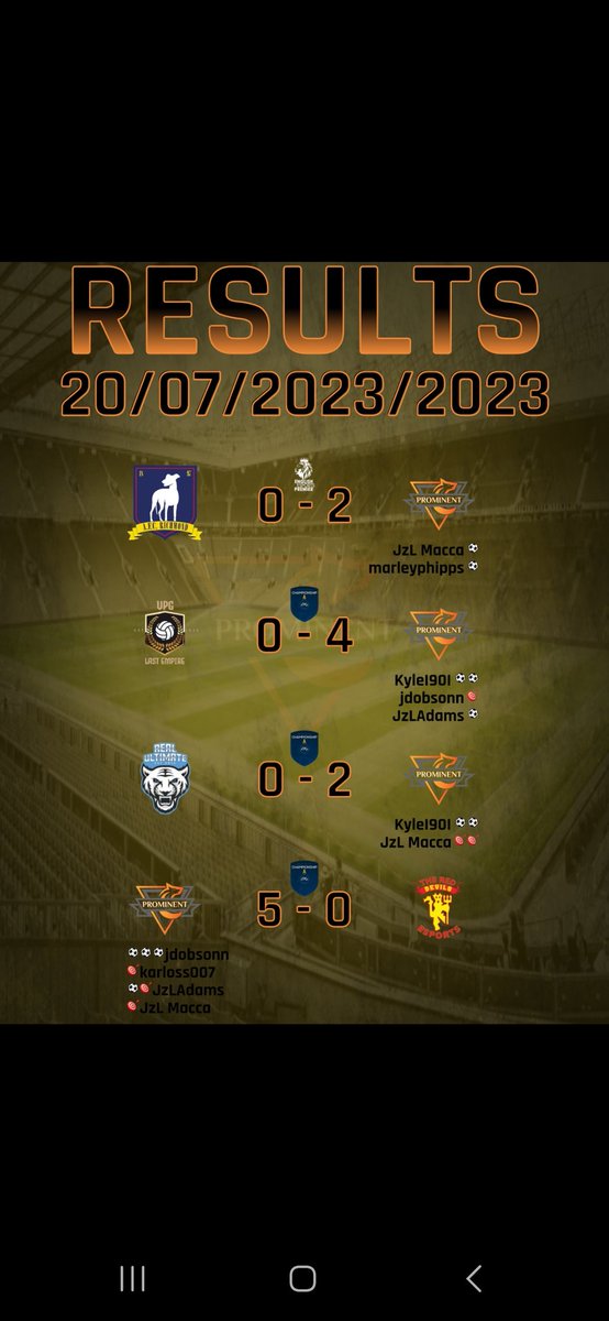 Prominent New (@prominentnew) on Twitter photo What a night, Great bounce back after a rough start Tuesday, the change in formation and players see us go on and win all 4 games with 4x clean sheets also well done to the lads roll on Tuesday UP THE PROMMM
<a href="/OfficialVPG/">Virtual Pro Gaming</a> What a night, Great bounce back after a rough start Tuesday, the change in formation and players see us go on and win all 4 games with 4x clean sheets also well done to the lads roll on Tuesday UP THE PROMMM
<a href="/OfficialVPG/">Virtual Pro Gaming</a>