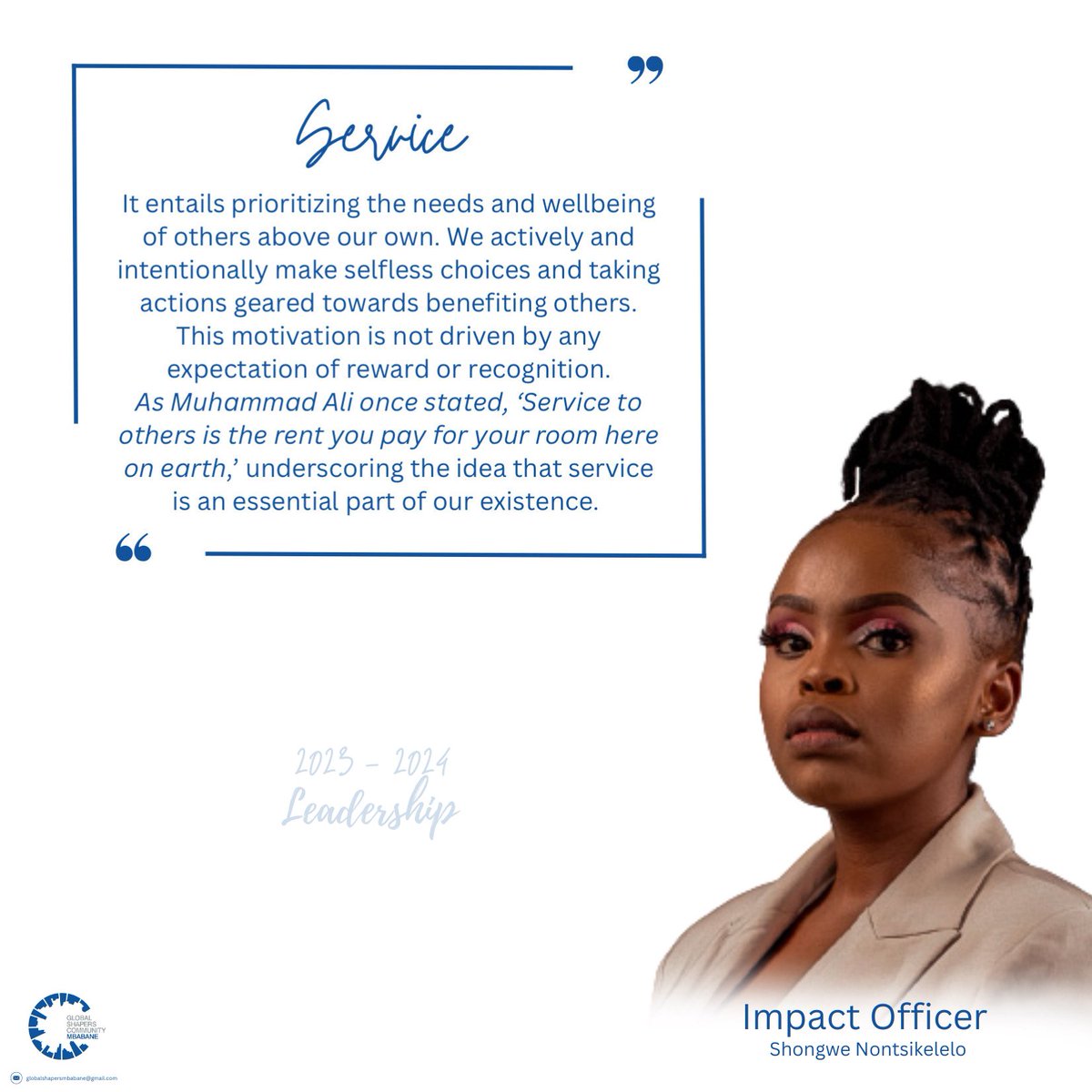 We are pleased to announce the 2023 - 2024 Mbabane Hub’s Impact Officer @ntsikelelo___ as she shares her personal core value. If everything is a core value, then nothing is really a priority. 

Congratulations! 

#worldeconomicforum #globalshaperscommunity #eswatini #mbabane