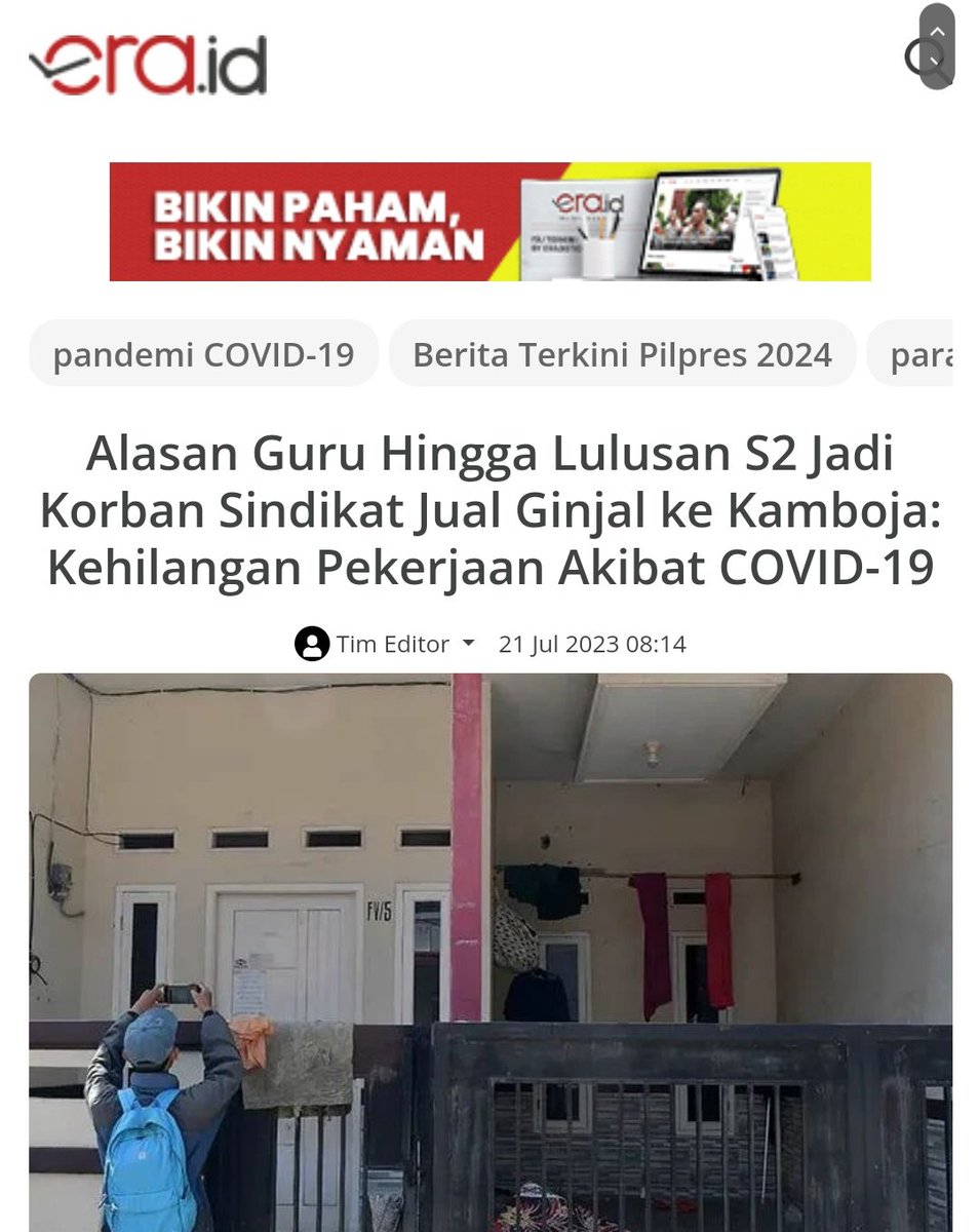 12 orang ditetapkan tersangka kasus penjualan ginjal jaringan internasional Indonesia-Kamboja. Para tersangka mencari korban melalui Facebook dengan tawaran uang 135 juta untuk korban.
Satu dari 12 tersangka adalah Aipda M seorang anggota Polisi, tugas Aipda M dalam sindikat ini