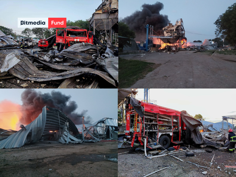 BitmediaFund's tweet image. Grain terminals in the #Odesa region have been demolished by #russians. 
The #global response remains #quiet.