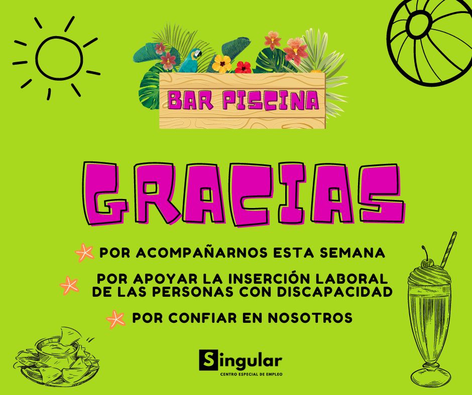 SingularCEE's tweet photo. UNA SEMANA DESDE LA APERTURA Y SÓLO PODEMOS DECIR: ¡GRACIAS!
Gracias a todas las personas que nos habéis acompañado esta semana
Gracias por apoyar a nuestro equipo y por confiar en las capacidades de las personas con #discapacidad
#SingularCEE #CastrodelRío #BarPiscina #inclusión https://t.co/Qe3nOofHpJ