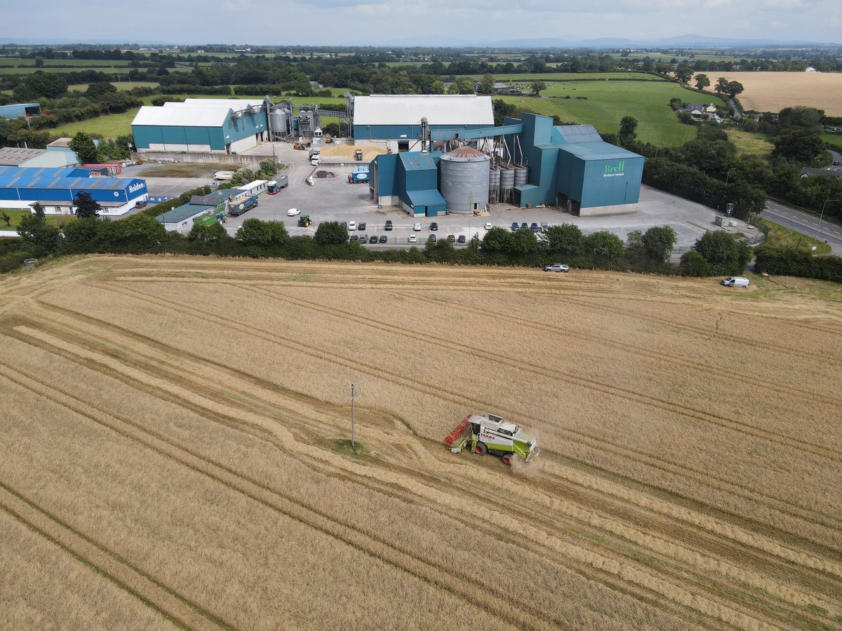 We can’t ask for any closer than this 🌾 This crop of Winter Barley was harvested yesterday, is dried and is safely in our grain store across the road <a href="/IrishSeedTrade/">Irish Seed Trade</a> <a href="/IGFAie/">Irish Grain and Feed Association</a> 

Credit <a href="/James1Irish/">James Irish</a> for the drone coverage 🎥

#harvest23 #Irishgrain