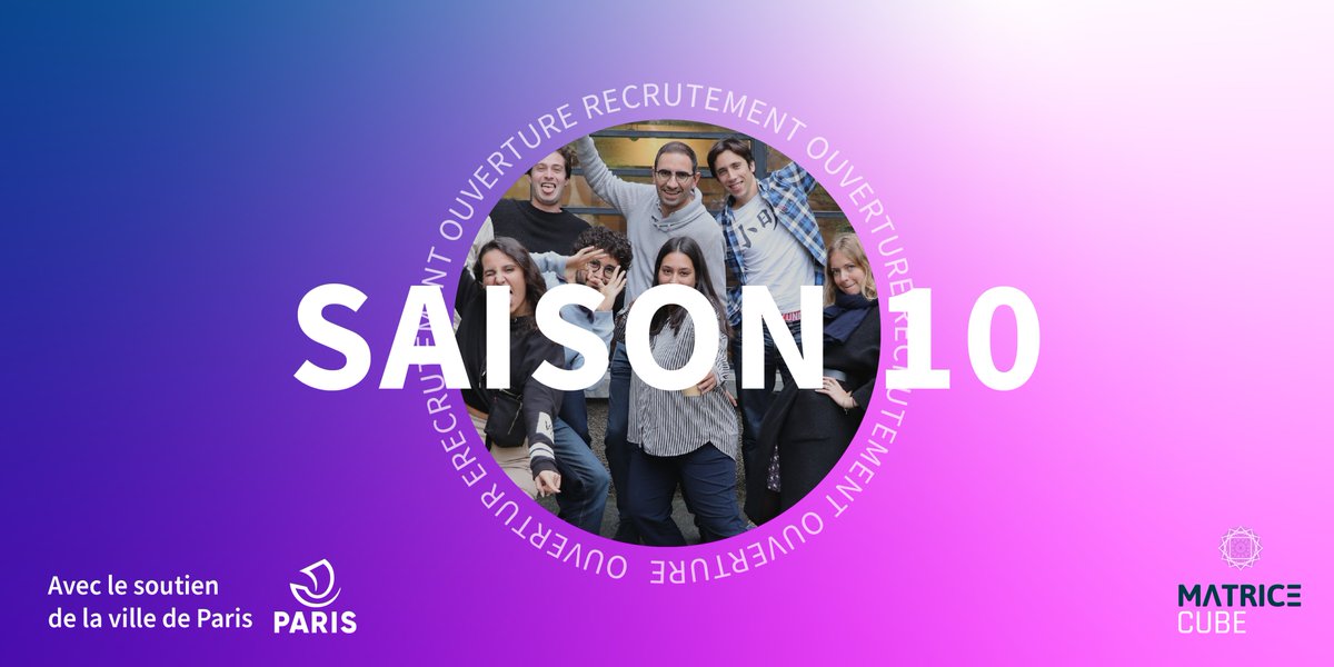 [📢 #AppelaCandidatures]
Tu es porteur d'un projet innovant et engagé ? ✊
Tente de rejoindre la saison 10 de <a href="/Matrice_io/">MATRICE</a> pour bénéficier de 6 mois d'accompagnement au sein d'une communauté d'entrepreneurs solidaires !
Candidate avant le 8 septembre 2023➡️ bit.ly/44R5VML