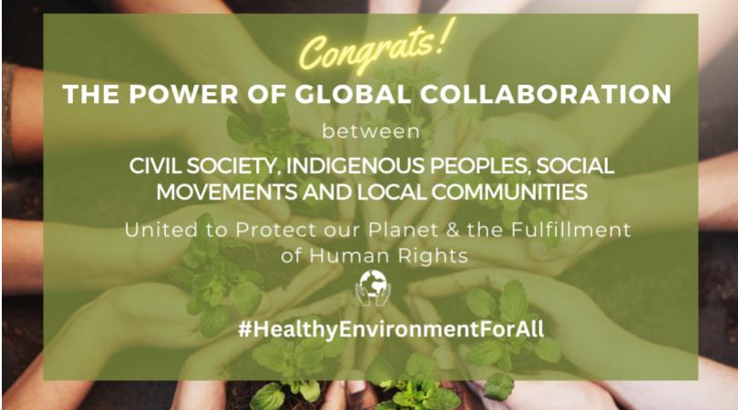 Cancer_Alliance's tweet photo. The Global Coalition of Civil Society, Indigenous Peoples, Social Movements &amp; Local Communities for the Universal Recognition of the Right to a #HealthyEnvironmentForAll won @UN #HumanRights prize 2023.

An impressive recognition of #PeoplePower!

https://t.co/FxT58GBfrM https://t.co/hjfZPieFmK