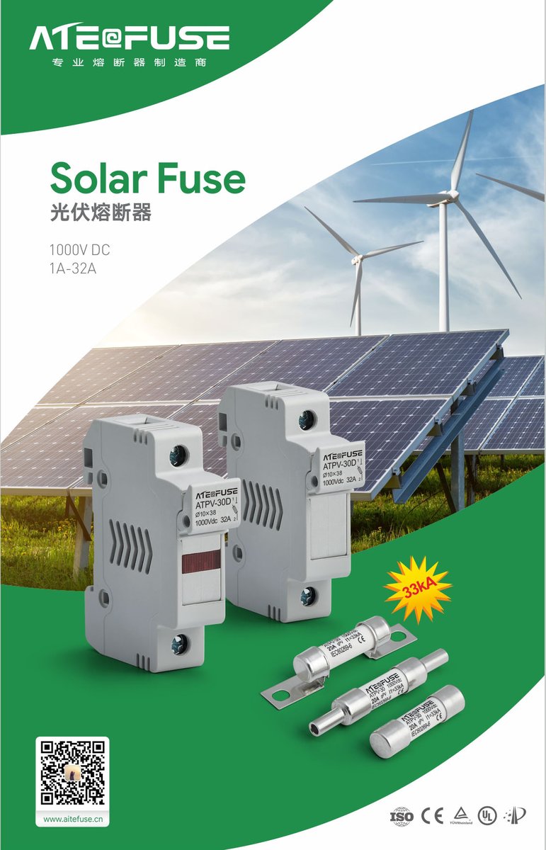 ElysiaSmsipc's tweet image. AITE ATPV-30 series 10×38 mm gPV Cylindrical fuse link 1000V DC, rate current from 1A to 32 A, breaking capacity up to 33kA.
#cylindricalfuse #photovoltaicfuses
#fusecartridge #fuseholder #fusebase #fuse #fusibile #solarfuse #DCfuse #PVfuse #gPVfuse
#combinerbox #stringbox