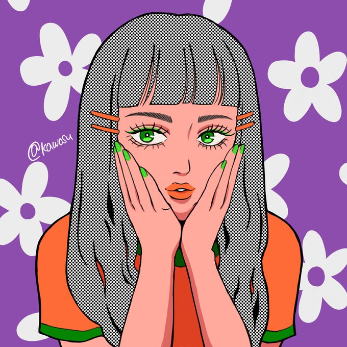 「green nails parted lips」 illustration images(Latest)