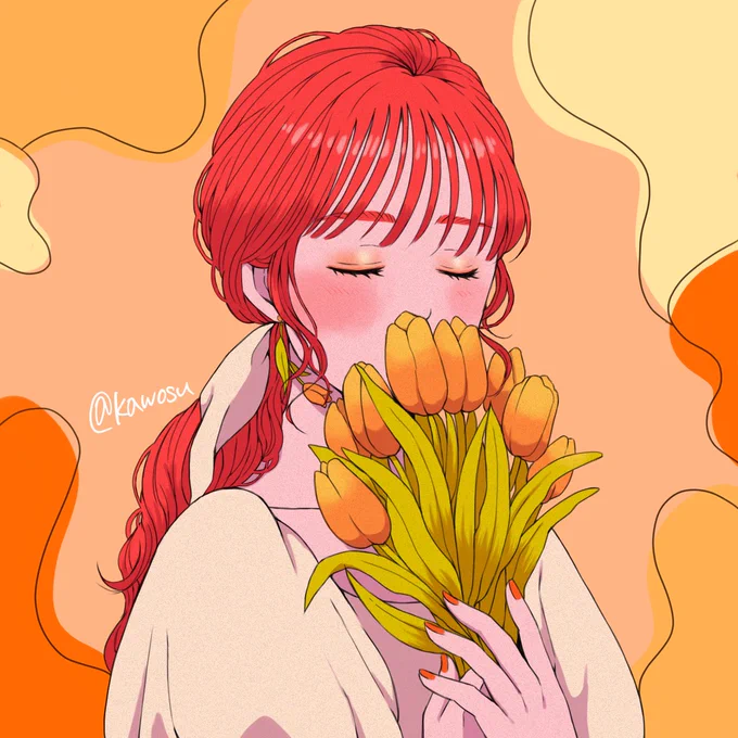 #オレンジ使った絵を見せて オレンジ大好きな色です
