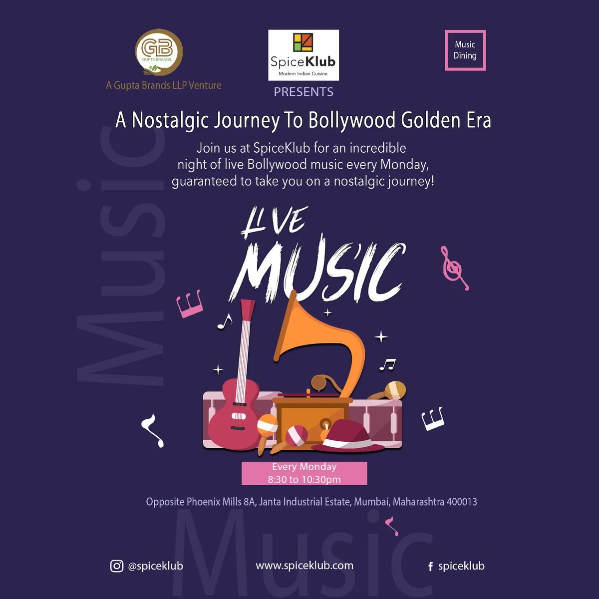 Immerse Yourself in Bollywood Magic at SpiceKlub.

#SpiceKlub #LiveMusic #IndianBollywoodExperience #FlavorsAndMusic #BollywoodBeats #SpiceKlubSounds