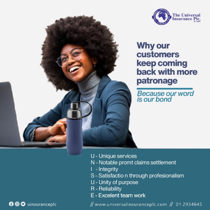uinsuranceplc's tweet photo. We are proud of it and our highly esteemed customers testify. Our Word is Our Bond.
https://t.co/6gGF2mQtRd
#universalInsuranceplc https://t.co/zuvOYwLphs