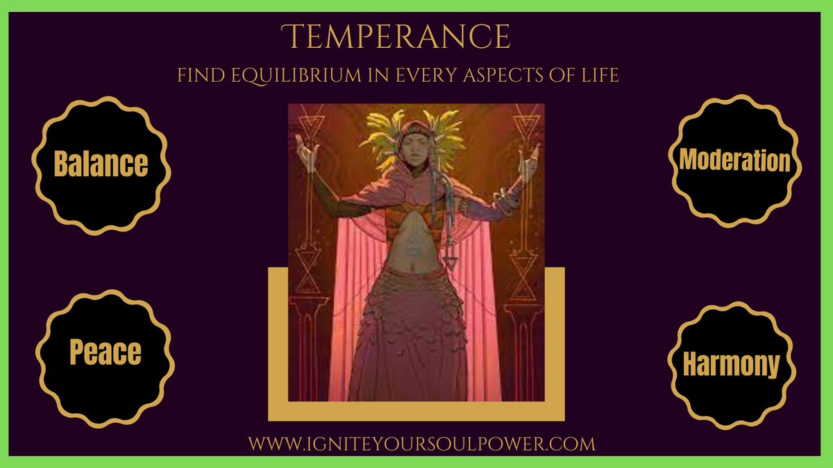Soulpowertarot2's tweet photo. The temperance card encourages you to find balance and moderation in your life.
.
Seek a balanced approach to your spiritual practices and integrate your beliefs into your daily life.
.
#TemperanceTarot #BalanceAndHarmony #ModerationInLife #FindingEquilibrium #PatienceAndAdaptability
#HarmoniousLiving #BlendingOpposingForces