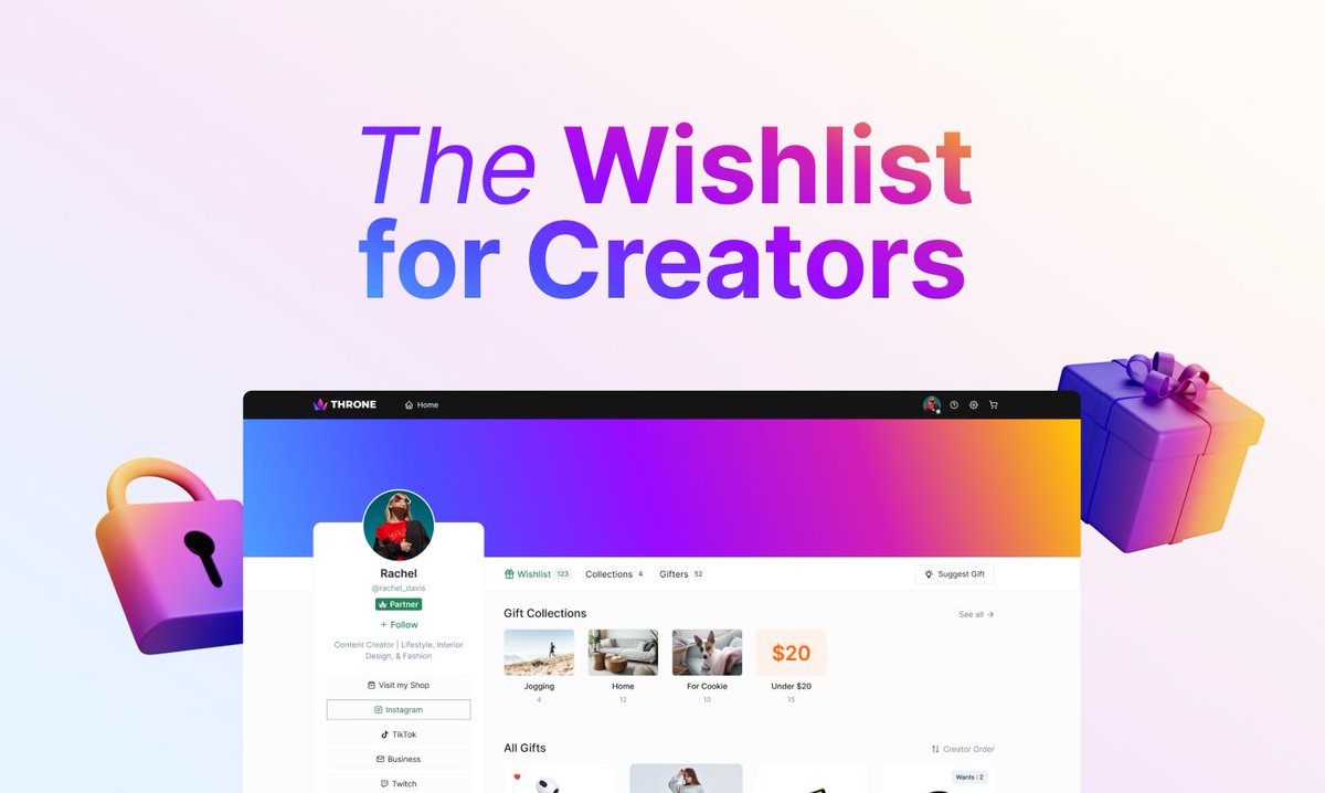 official_throne's tweet image. Easy. Safe. Fast!
Throne is the leading all-in-one wishlist builder for content creators. 🫶
Set up your own Throne profile today - it's free: buff.ly/3OnZPOo