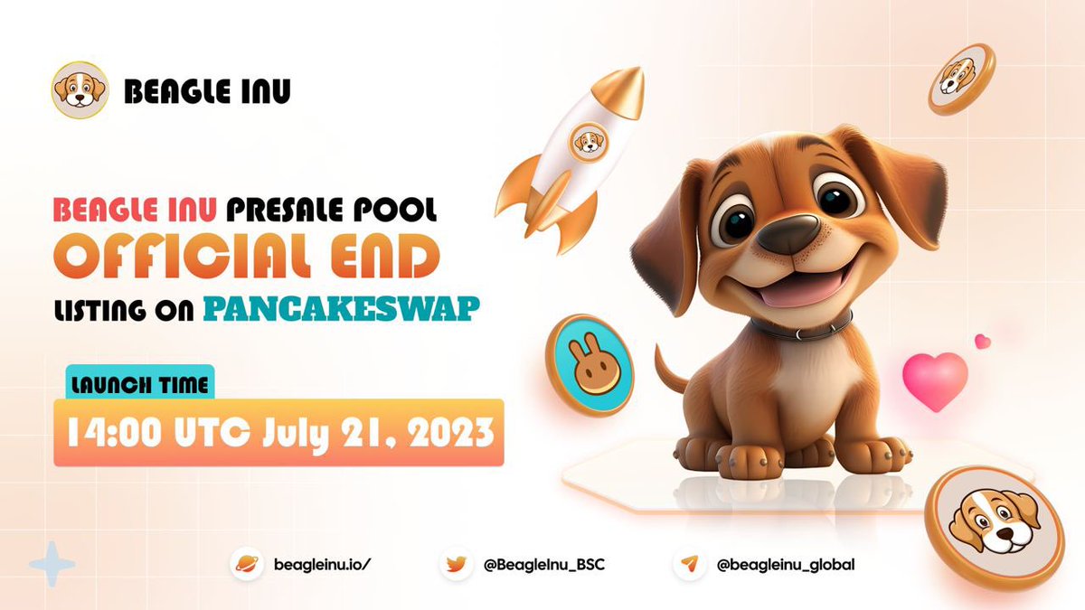 Luffy_Calls's tweet photo. 🚀#BeagleInu $BEA  - Launch at 14UTC,  21 Jul

☀️Contract Audited
☀️ Lowcap (41k)
💚 Renounce Contract Postlaunch
✅ #1 BSC live trending
💥 BASED Dev did many high x projects

BUY at 14 UTC : https://t.co/w5s5kALFgV
#BSC #BNB  #BeagleInu $BEA
@BeagleInu_BSC https://t.co/NIx3IkBuZJ