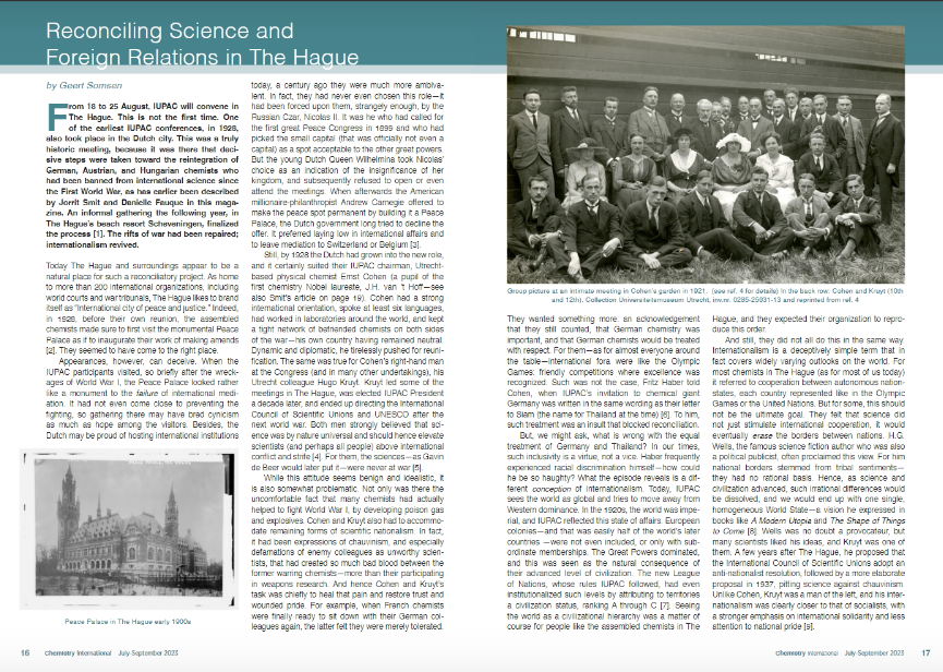 As we gear up for @IUPAC2023, I took a moment to delve into history and was captivated by this article on the @IUPAC conference held also in The Hague 95 years ago! Check out it here and discover how former @IUPAC President Ernst Cohen played a key role iupac.org/etoc-chemistry…