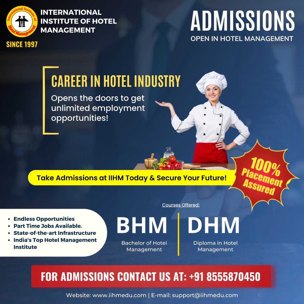 OfInstitut49991's tweet photo. CAREER IN HOTEL INDUSTRY
Opens the doors to get unlimited employment opportunities!
Take Admissions at IIHM Today &amp; Secure Your Future!
• Endless Opportunities
• Part Time Jobs Available.
• State-of-the-art Infrastructure
• India's Top Hotel Management Institute https://t.co/TeHwnU1q1M