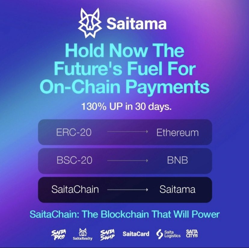 #saitama #ada #vet #defi #crypto #xlm #jasmy 🚨All lovers of web3  look into #saitama on their website saitamatoken.com They currently have a suite of utilities and the piece de resistance will be their #saitachain due end 23 early 24 which will deliver #saitabank 🚨